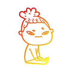 warm gradient line drawing cartoon woman