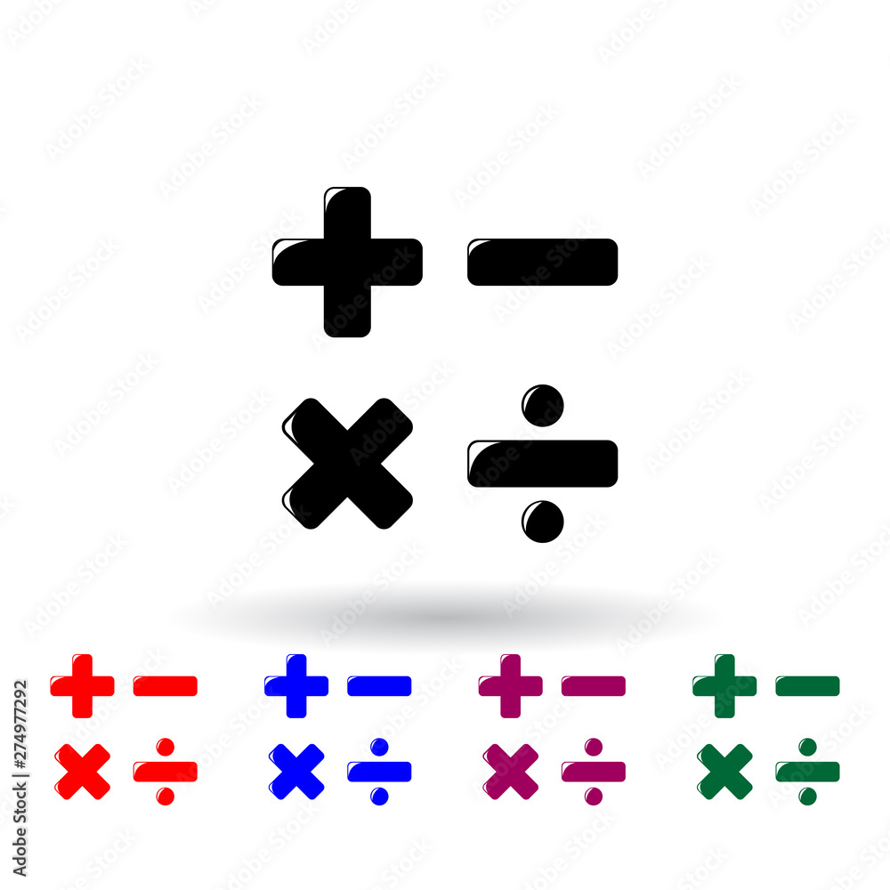 Poster symbols of mathematics multi color icon. elements of education set. simple icon for websites, web de