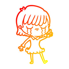 warm gradient line drawing cartoon woman crying