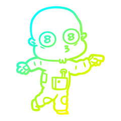 cold gradient line drawing cartoon weird bald spaceman