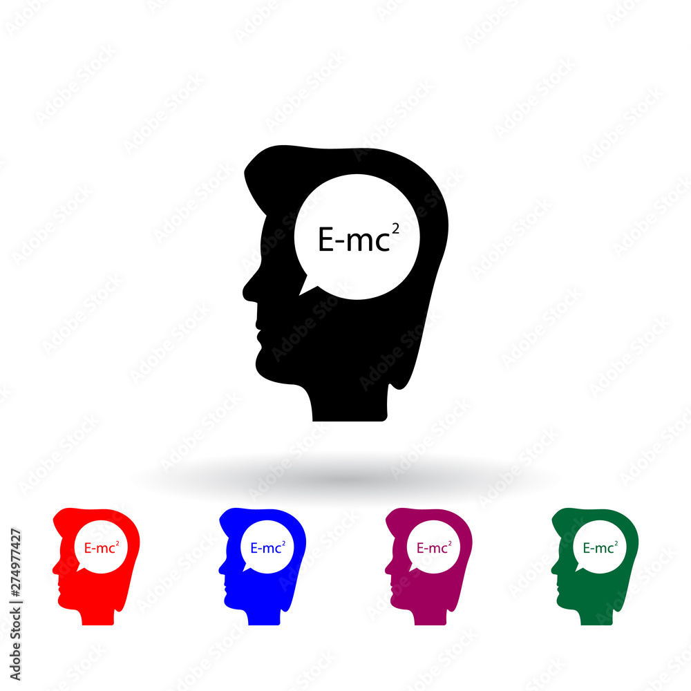 Poster human head and formula multi color icon. elements of education set. simple icon for websites, web de