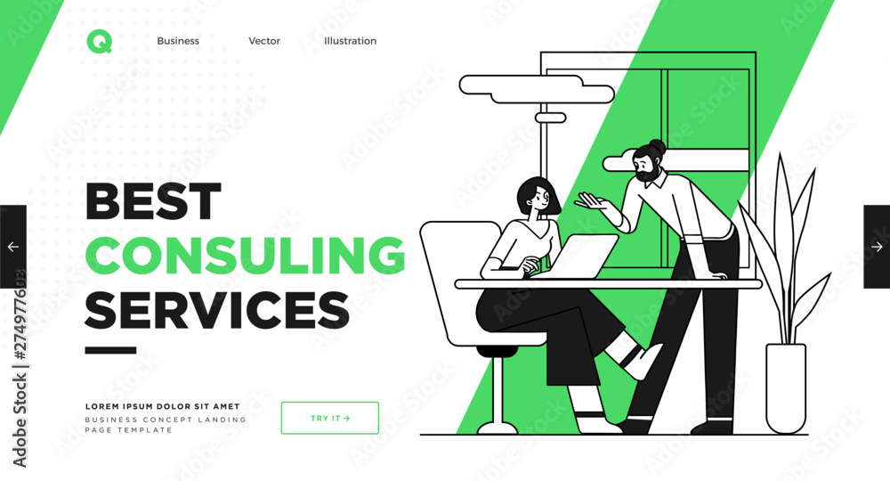 Poster presentation slide template or landing page website design. business concept illustrations. modern f