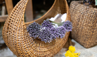 Lavender Flowers in a Basket