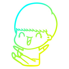 cold gradient line drawing happy cartoon boy