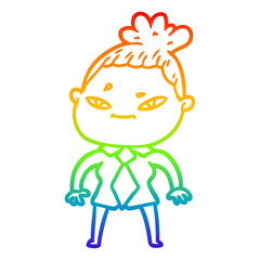 rainbow gradient line drawing cartoon woman