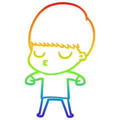 rainbow gradient line drawing cartoon calm boy