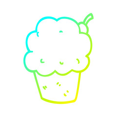 cold gradient line drawing cartoon cupcake