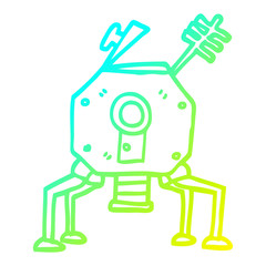 cold gradient line drawing cartoon space rocket