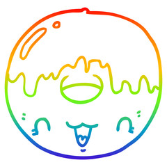 rainbow gradient line drawing cute cartoon donut