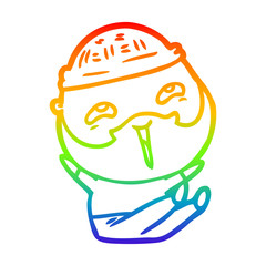 rainbow gradient line drawing cartoon happy bearded man