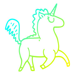 cold gradient line drawing cartoon unicorn