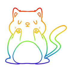 rainbow gradient line drawing cartoon cat