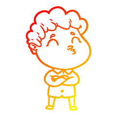 warm gradient line drawing cartoon man pouting