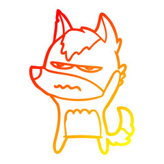 warm gradient line drawing cartoon annoyed wolf