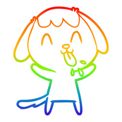 rainbow gradient line drawing cute cartoon dog