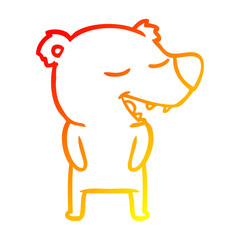 warm gradient line drawing cartoon bear