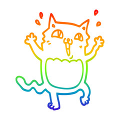 rainbow gradient line drawing cartoon crazy excited cat