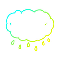 cold gradient line drawing cartoon rain cloud