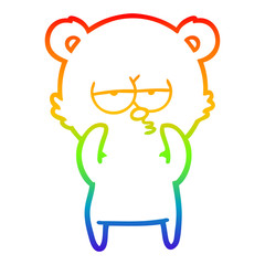 rainbow gradient line drawing bored bear cartoon