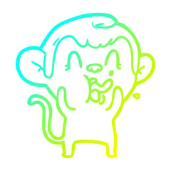 Obraz premium cold gradient line drawing crazy cartoon monkey