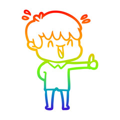 rainbow gradient line drawing cartoon laughing boy