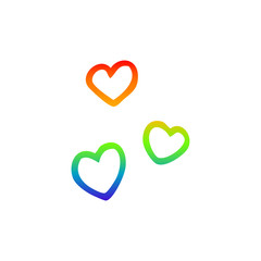 rainbow gradient line drawing cartoon love heart