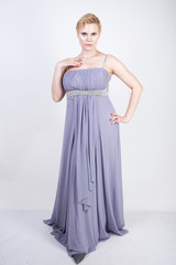 Naklejka premium elegant woman with plus size body in evening dress