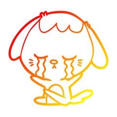 warm gradient line drawing cartoon dog crying