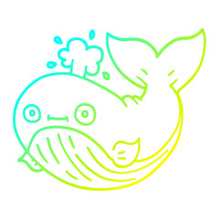 cold gradient line drawing cartoon whale