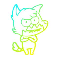 cold gradient line drawing cartoon grinning fox