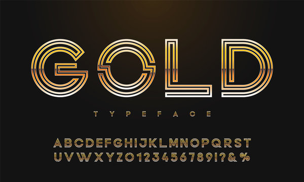 Vector Set Of Elite Gold Alphabet.