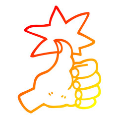 warm gradient line drawing cartoon thumbs up symbol