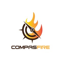 compass with fire logo design inspirations