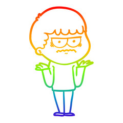 rainbow gradient line drawing cartoon angry man