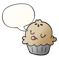 Fototapeta premium cute cartoon pie and speech bubble in smooth gradient style