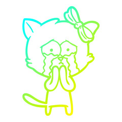 cold gradient line drawing cartoon cat