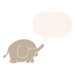 cartoon elephant and speech bubble in retro style