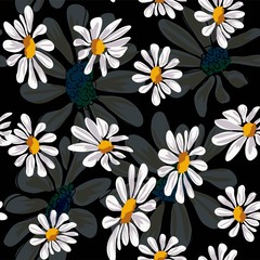Chamomile flowers seamless pattern vector illustration eps 10.