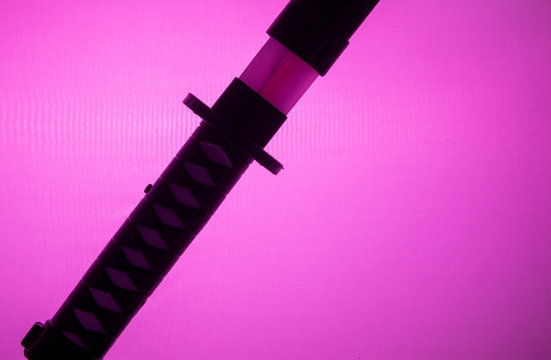 Japan sword, weapon for fight, purple color, uchigatana