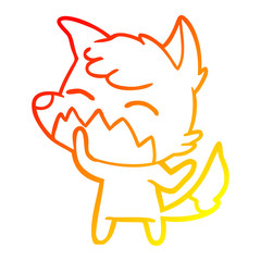 warm gradient line drawing cartoon fox