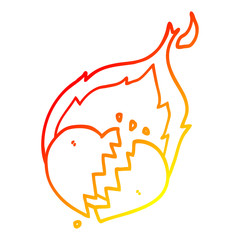 warm gradient line drawing cartoon flaming heart