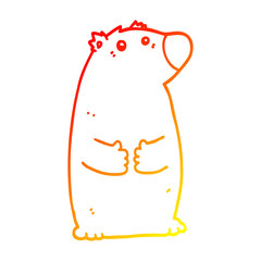 warm gradient line drawing cartoon bear