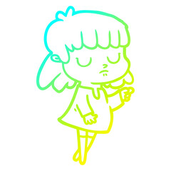 cold gradient line drawing cartoon indifferent woman