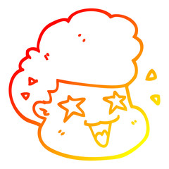 warm gradient line drawing cartoon excited boy