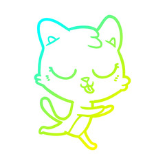 cold gradient line drawing cartoon cat hissing