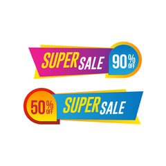 Sale banner template design, Super Sale, 90%, 50%