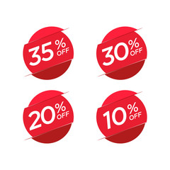 Set of discount offer price label, sale promo marketing