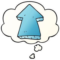 cartoon pointing arrow and thought bubble in smooth gradient style