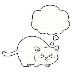 cartoon angry cat and thought bubble