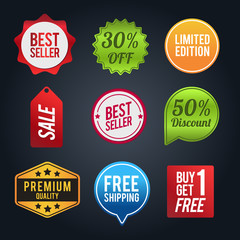 Set of discount badges. Sale and discounts layout